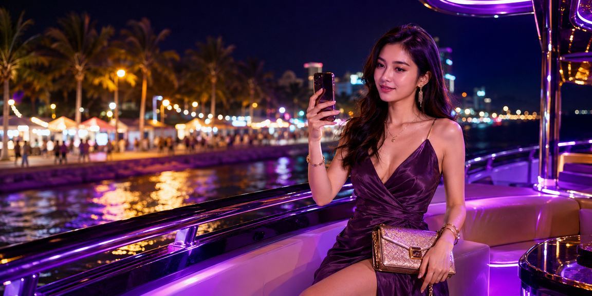 Người dùng tại chợ đêm Phan Thiết kiểm tra ưu đãi hoàn tiền 619 trên điện thoại