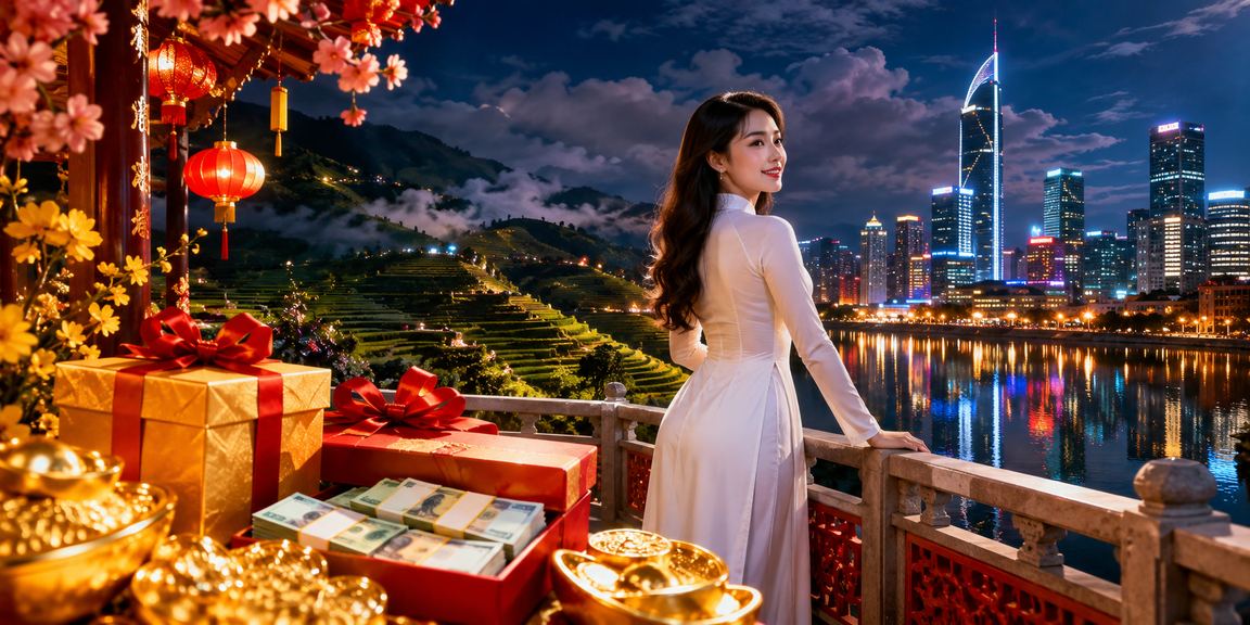 Người phụ nữ mặc áo dài xem thông tin cá cược tại Sa Pa